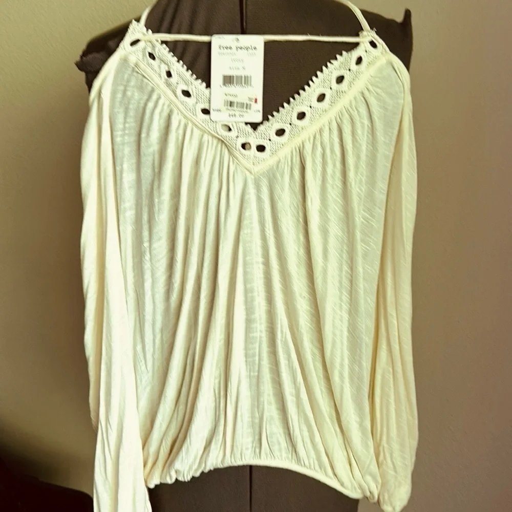 NWT Free People Top Cream colored eyelet softgirl Romantic size Medium
